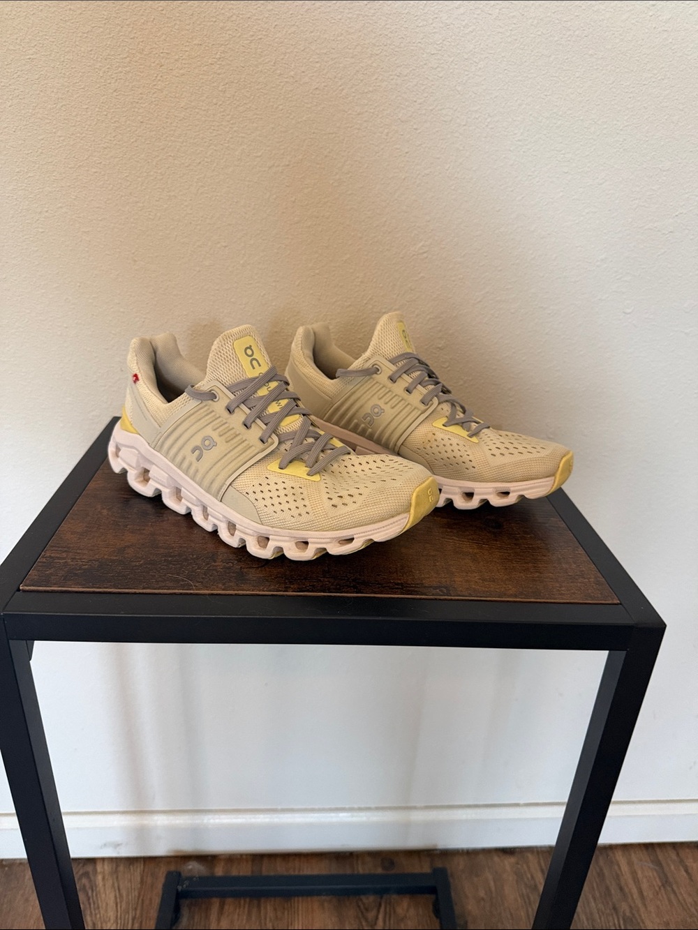 On Running Women's Sneakers in Beige with Yellow Accents